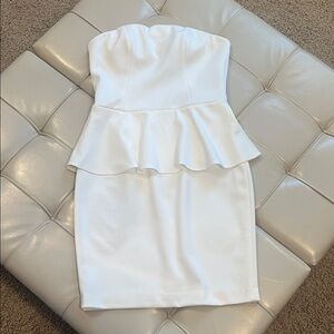 Cache Strapless White Peplum Dress